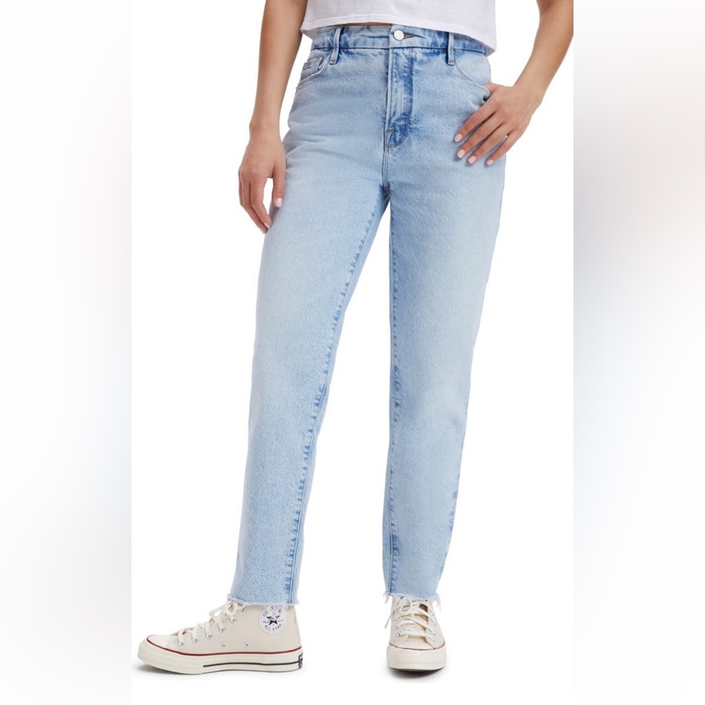 Good American High Waist Raw Hem Slim Jeans